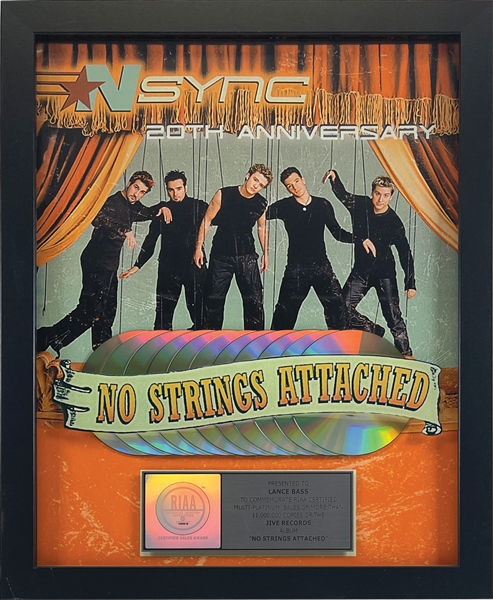 RIAA Multi-Platinum Record Award Presented to Lance Bass for NSYNCs "No Strings Attached" Album