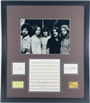 The Eagles Group Signed Custom Display with Henley, Frey, Walsh, Felder & Handwritten "Take it To The Limit" Lyrics by Meisner! (Epperson/REAL LOA)