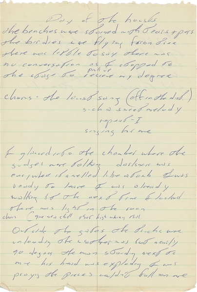 Bruce Springsteen Handwritten Lyrics to Bob Dylan Song "Day of the Locusts" (Beckett/BAS Authentication) 