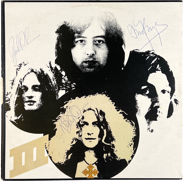 Led Zeppelin Fully Group Signed “Led Zeppelin III” Record Album (4 Sigs) (JSA Authentication) 