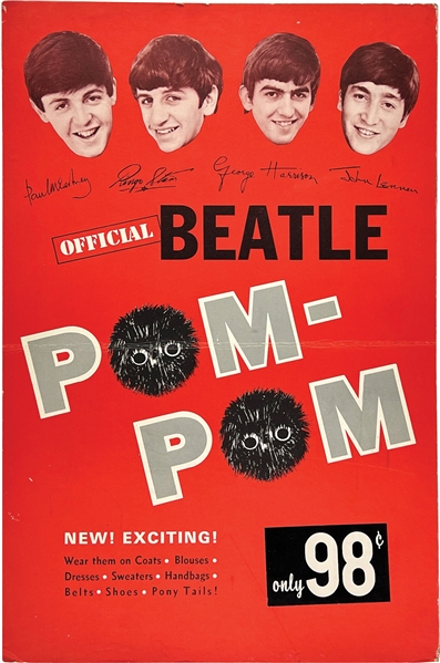Beatles Rare 1964 Original “Pom-Pom” In-Store Poster Advertising Poster 