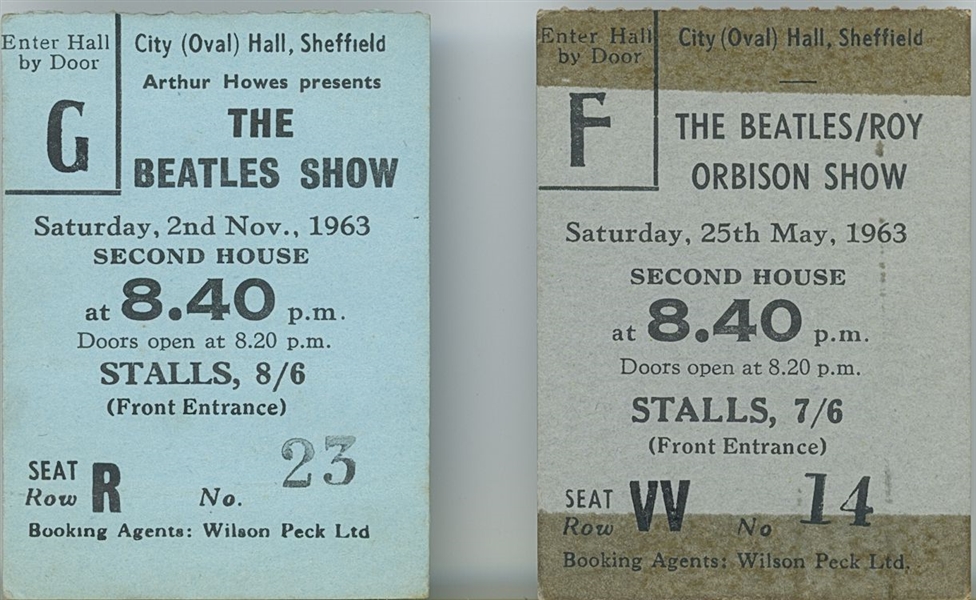 The Beatles Pair of 1963 Ticket Stubs “The Beatles Show” & “The Beatles / Roy Orbison Show”