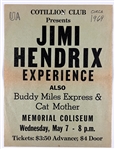 Jimi Hendrix Experience Original 1969 Tuscaloosa Memorial Coliseum 9” x 12” Concert Poster