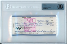 Madonna 1986 Handwritten & Signed Check (Beckett/BAS Encapsulated) 