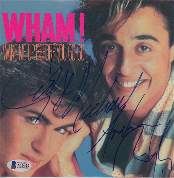 Wham 1984 Dual-Signed 45 Sleeve “Wake Me Up Before You Go-Go” (Beckett/BAS Authentication)