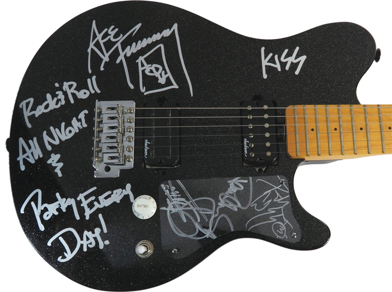 KISS Signed OLP/Ernie Ball Electric Guitar by all 4 Original Members (JSA LOA)