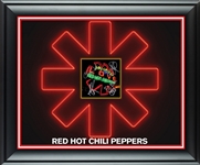 Red Hot Chili Peppers Group Autographed Framed 25” x 20” Display (ACOA)