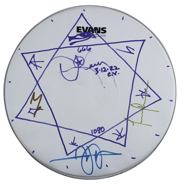 Tool Band Tour Used & Group Signed Drumhead from 3-12-2022 Show in Omaha, NE (Beckett/BAS)