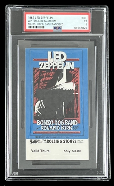 Led Zeppelin Original 1969 Concert Ticket (PSA/DNA Encapsulated)