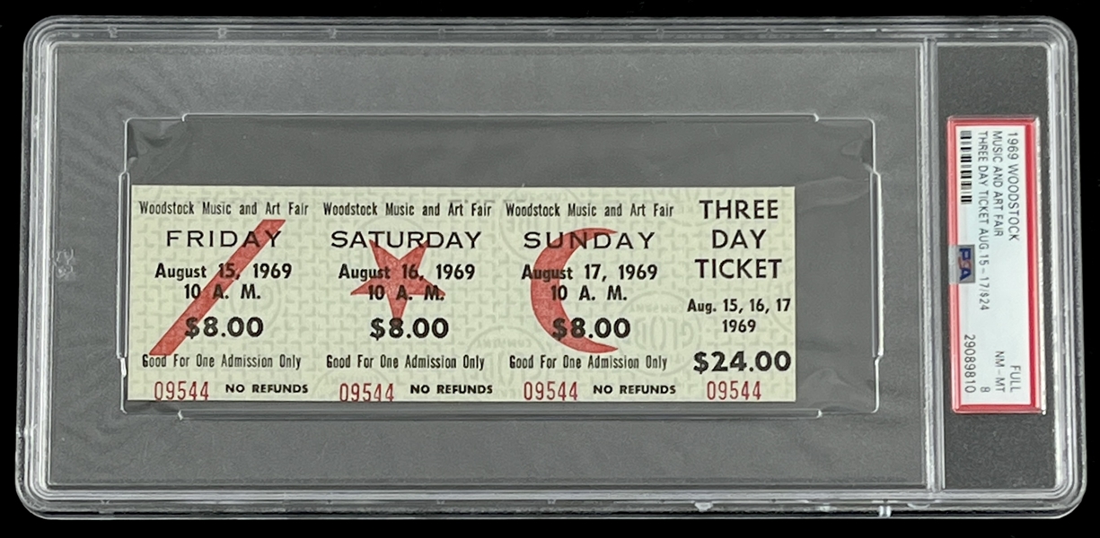 Original 1969 Woodstock Three Day Ticket (PSA/DNA Encapsulated)