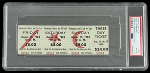 Original 1969 Woodstock Three Day Ticket (PSA/DNA Encapsulated)