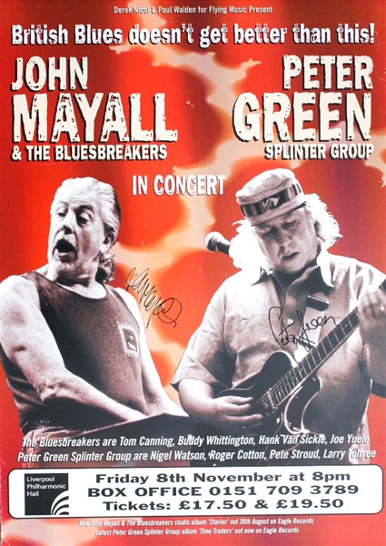 Peter Green & John Mayall Signed & Mounted Concert Poster (ACOA)
