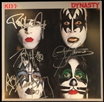 KISS In-Person Group Signed “Kiss Dynasty” Album Cover w/ Vinyl (4 Sigs)(Roger Epperson/REAL Authentication)  