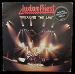 Judas Priest Group Signed "Breaking the Law" 7" Album Cover (5 Sigs)(Epperson/REAL)