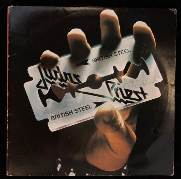 Judas Priest Group Signed "British Steel" Album Cover w/ Vinyl (Epperson/REAL)