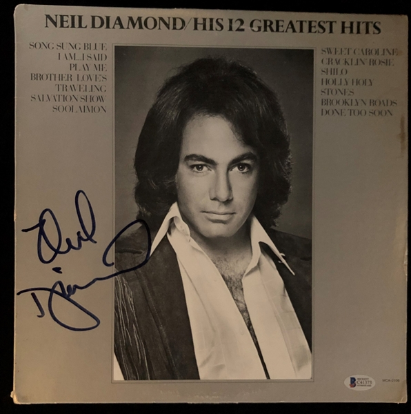 Neil Diamond Signed "12 Greatest Hits" Album Cover w/ Vinyl (Beckett/BAS LOA)