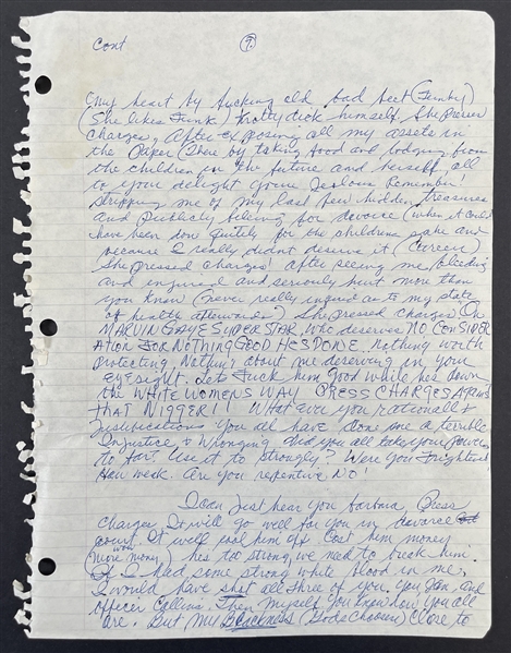 Marvin Gaye 8-Page Handwritten Letter to His Mother-In-Law with Shocking Content (JSA LOA)