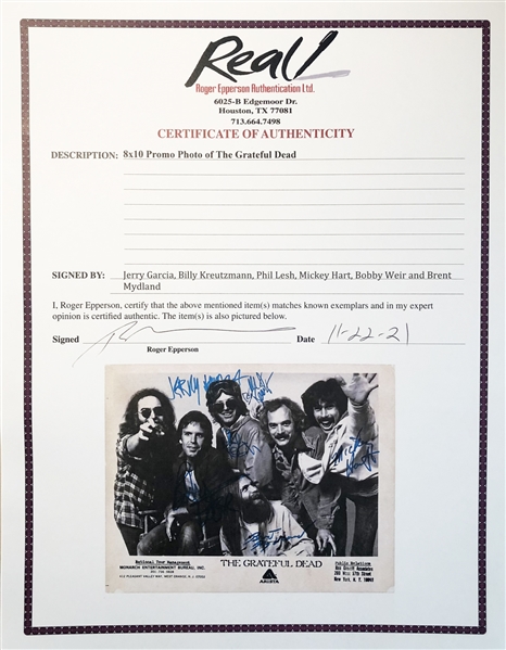 The Grateful Dead Ultra Rare Group Signed 1979 Arista Records 8 x 10 Promotional Photograph (Epperson/REAL LOA)