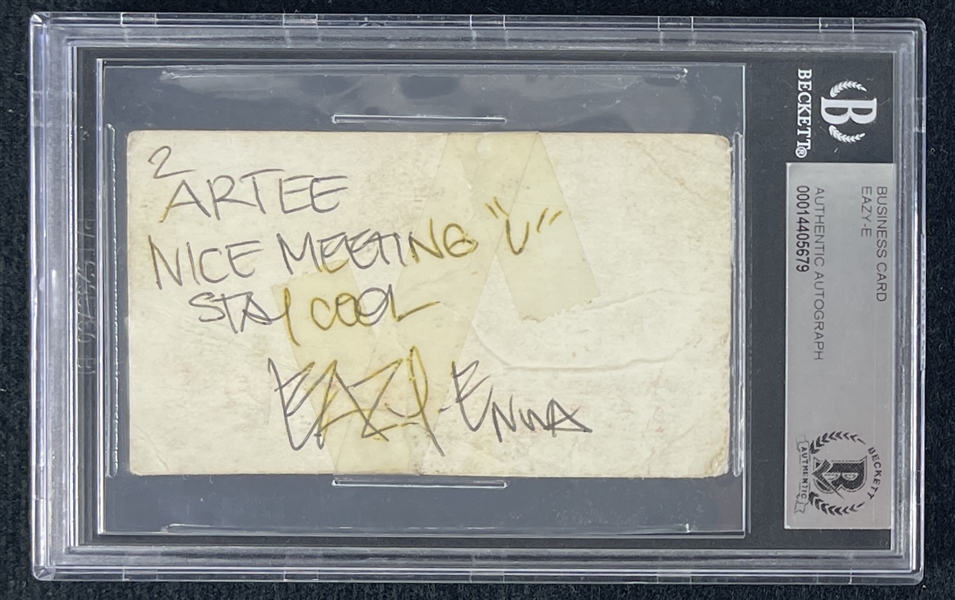 Eazy-E Signed & Inscribed Business Card (Beckett/BAS Encapsulated)