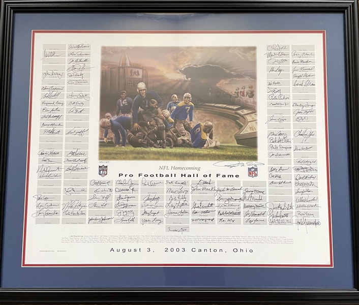Raymond Berry’s Personally Owned Extensively Signed 2003 Hall of Fame Football Homecoming Print (107 Signatures) (JSA Auction Authentication) (Raymond Berry Provenance LOA) 