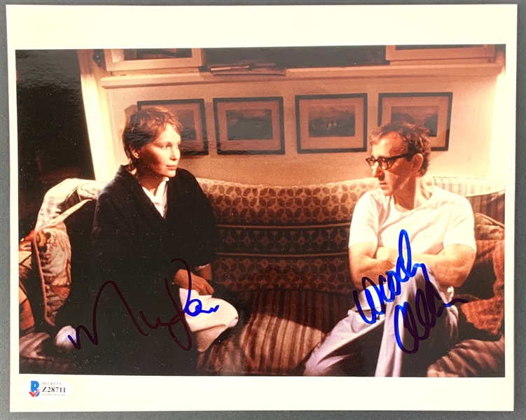Woody Allen & Mia Farrow RARE Dual Signed 8 x 10 Color Photo (Beckett/BAS COA)