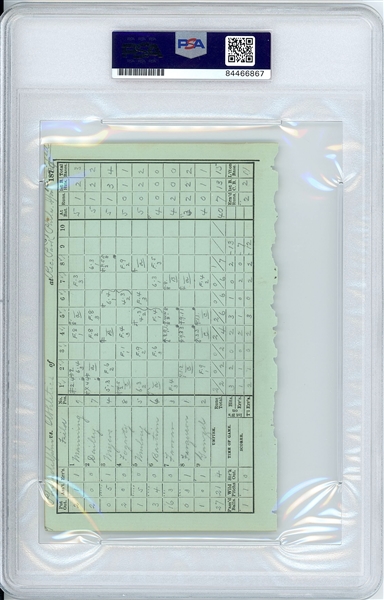 Harry Wright Handwritten and Initials-Signed 1885 Scorecard (PSA Encapsulated) 