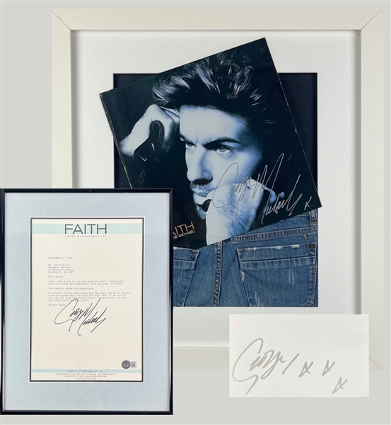 George Michael Signed Faith Lot of 3 w/ Personal Letter, Album, and Cut Signature (Beckett/Third Party Guaranteed)