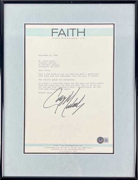 George Michael Signed Faith Lot of 3 w/ Personal Letter, Album, and Cut Signature (Beckett/Third Party Guaranteed)