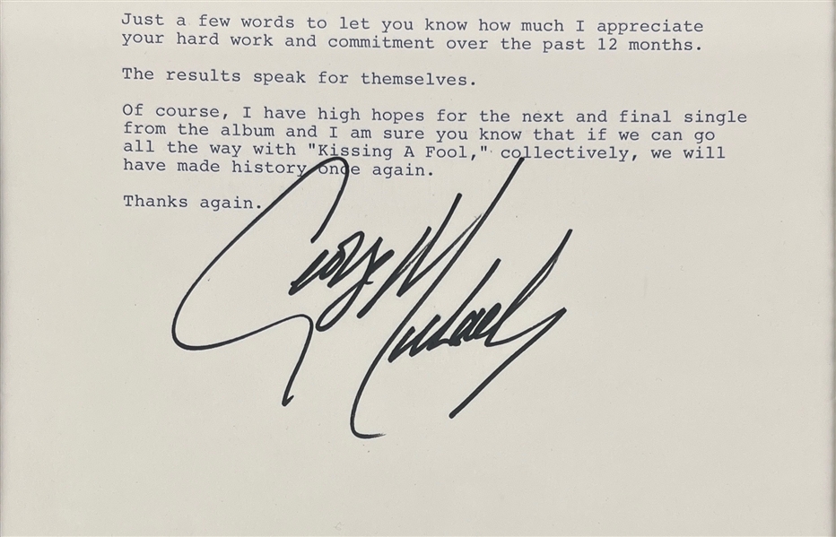 George Michael Signed Faith Lot of 3 w/ Personal Letter, Album, and Cut Signature (Beckett/Third Party Guaranteed)