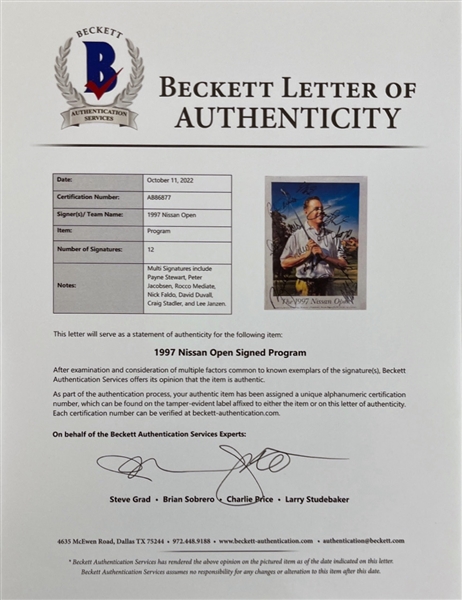 1997 Nissan Open Signed Program with Payne Stewart and others (Beckett/BAS LOA)