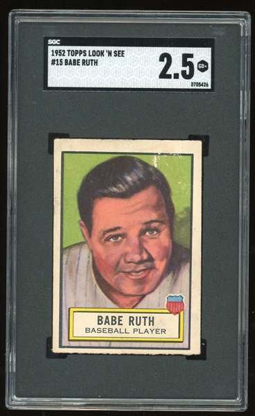 Babe Ruth 1952 Topps Look 'N See #15 : SGC GD+ 2.5 (SGC Encapsulated)