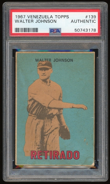 Walter Johnson 1967 Topps Venezuelan Retirado #139 Baseball Card (PSA/DNA Encapsulated)