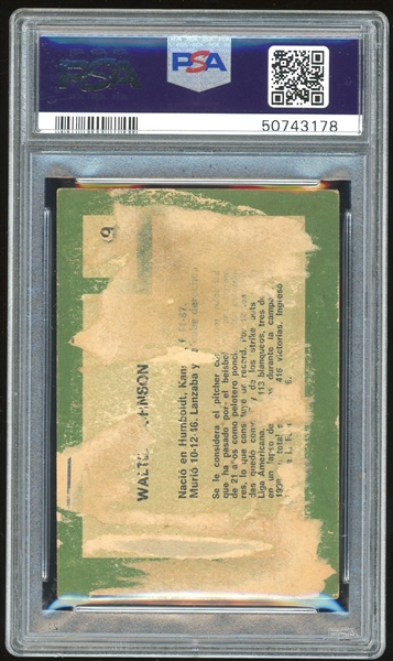 Walter Johnson 1967 Topps Venezuelan Retirado #139 Baseball Card (PSA/DNA Encapsulated)