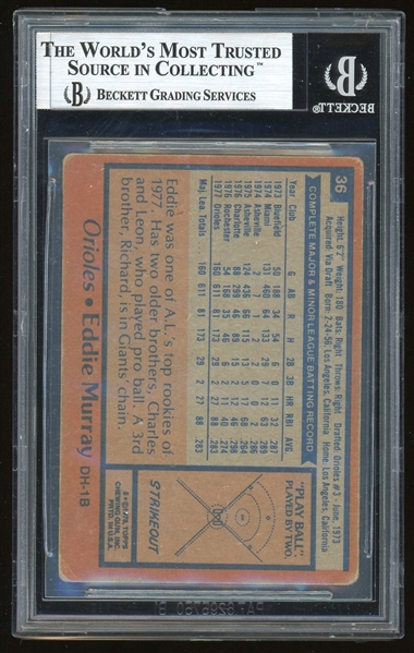 Eddie Murray Signed 1978 Topps #36 (Beckett/BAS Encapsulated)