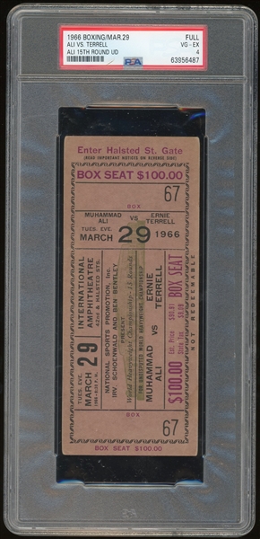 1966 Ali VS. Tyrrell Heavyweight Championship Full Ticket (PSA/DNA Encapsulated)