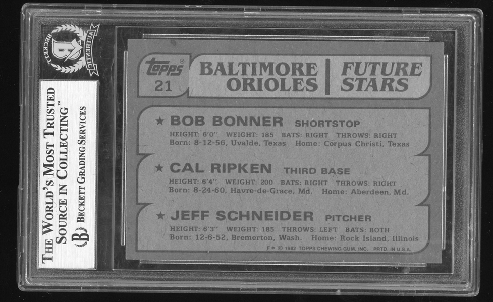 1982 Topps Cal Ripken Jr. Signed Rookie Card (Beckett/BAS Encapsulated)