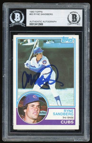 Ryne Sandberg Signed 1983 Topps Rookie Card (Beckett/BAS Encapsulated)