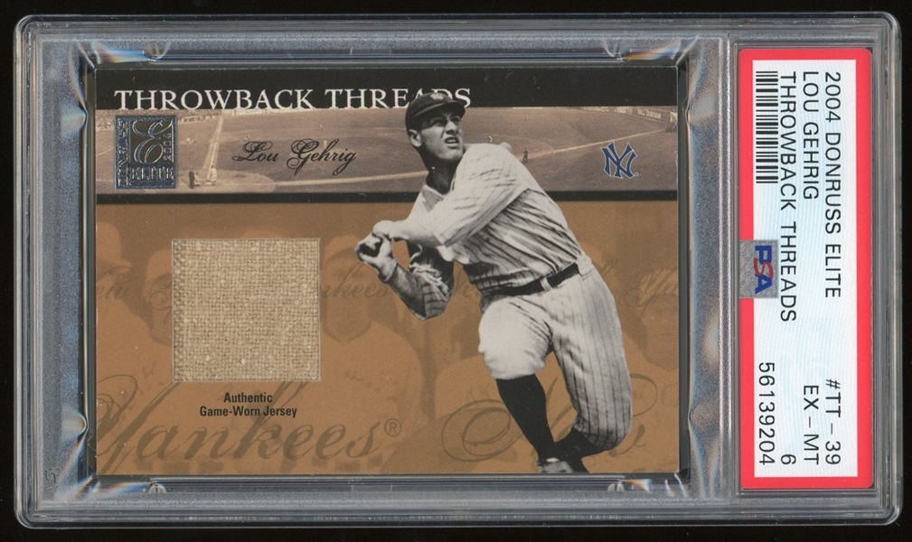 Lou Gehrig 2004 Donruss Elite Throwback Threads w/ Game-Word Jersey Piece (PSA/DNA Encapsulated)
