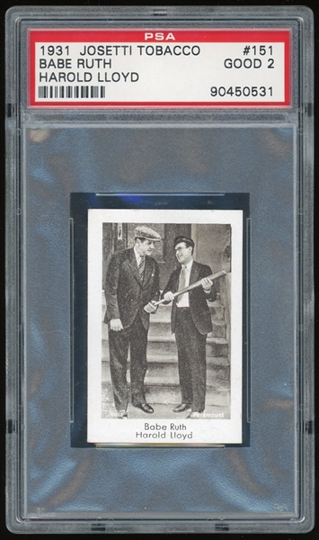 Babe Ruth & Harold Lloyd 1931 Josetti Tobacco #151 TC (PSA/DNA)