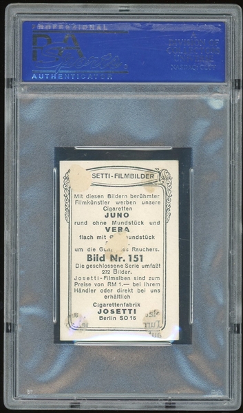 Babe Ruth & Harold Lloyd 1931 Josetti Tobacco #151 TC (PSA/DNA)