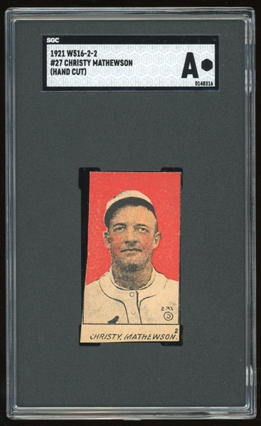 1921 W516-2-1 #27 Christy Mathewson Hand-Cut (SGC Encapsulated)