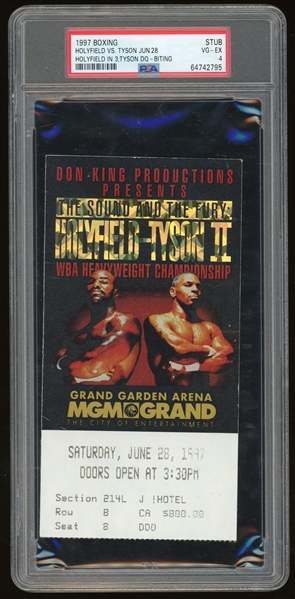 1997 Holyfield VS. Tyson Bite Fight Ticket Stub (PSA/DNA Encapsulated)