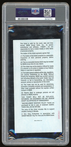 1997 Holyfield VS. Tyson Bite Fight Ticket Stub (PSA/DNA Encapsulated)