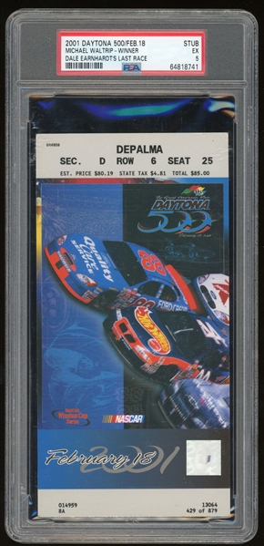 2001 Daytona 500 Ticket Stub From Dale Earnhardt's Final Race (PSA/DNA Encapsulated)