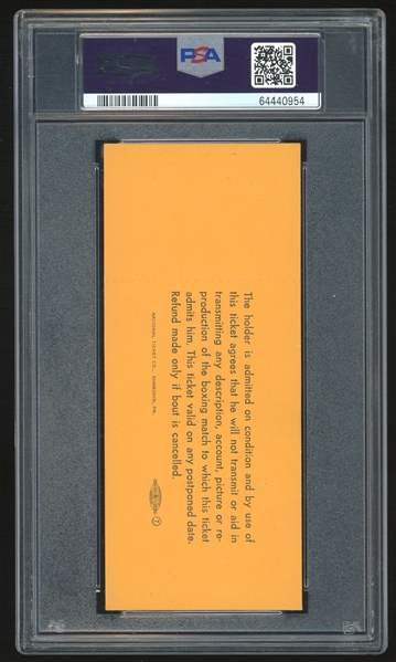 1965 Muhammad Ali VS. Sonny Liston Full Ticket :: First Fight as Ali! (PSA/DNA Encapsulated)
