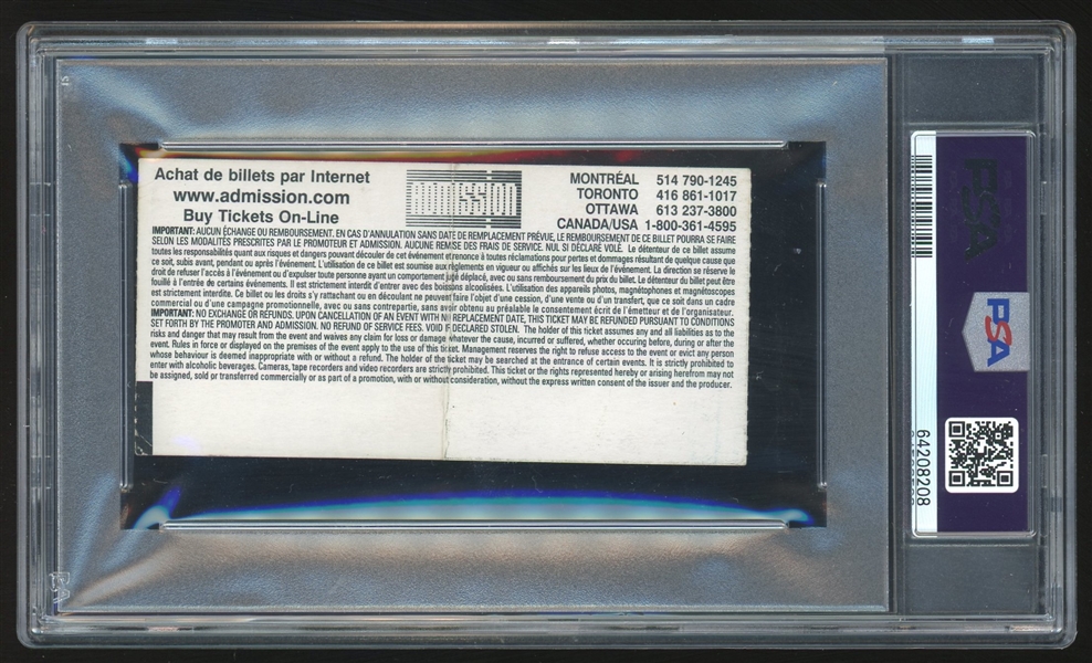 2002 Brock Lesnar WWF Debut on Raw Ticket Stub (PSA/DNA Encapsulated)