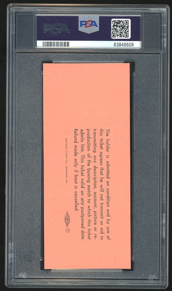 1965 Muhammad Ali VS. Sonny Liston Full Ticket :: First Fight as Ali! (PSA/DNA Encapsulated)