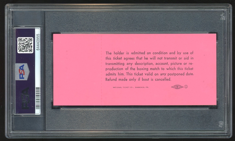 1965 Muhammad Ali VS. Sonny Liston Full Ticket :: First Fight as Ali! (PSA/DNA Encapsulated)