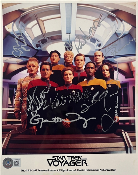 Star Trek Voyager Multi-Signed 8 x 10 Promotional Photo (9 Sigs)(Beckett/BAS)