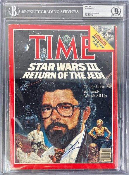 George Lucas Signed 1983 Star Wars TIME Magazine (Beckett/BAS Encapsulated0
